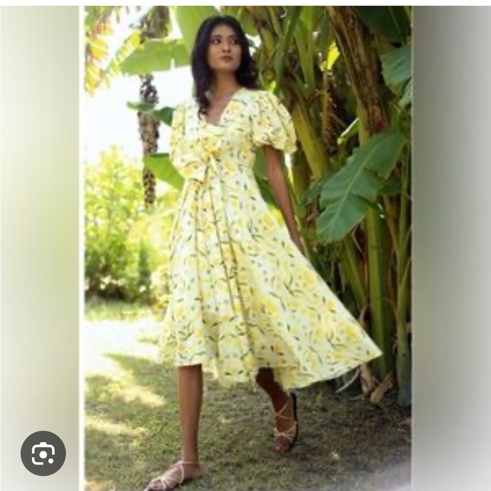 Monsoon and Beyond Yellow Tiered Wrap Sundress